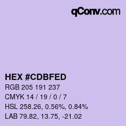 カラーコード: HEX #CDBFED | qconv.com