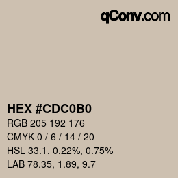 Farbcode: HEX #CDC0B0 | qconv.com