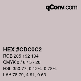 Color code: HEX #CDC0C2 | qconv.com