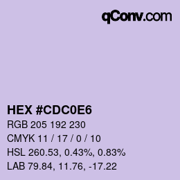 Farbcode: HEX #CDC0E6 | qconv.com
