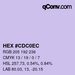 Color code: HEX #CDC0EC | qconv.com