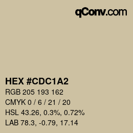颜色代码: HEX #CDC1A2 | qconv.com