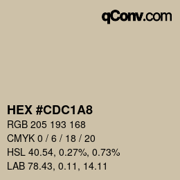 颜色代码: HEX #CDC1A8 | qconv.com
