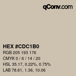 Color code: HEX #CDC1B0 | qconv.com