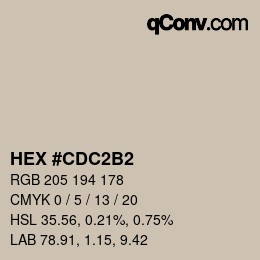 颜色代码: HEX #CDC2B2 | qconv.com