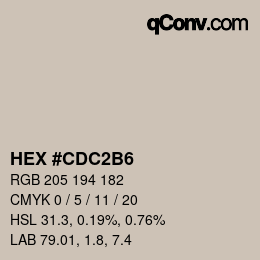 カラーコード: HEX #CDC2B6 | qconv.com