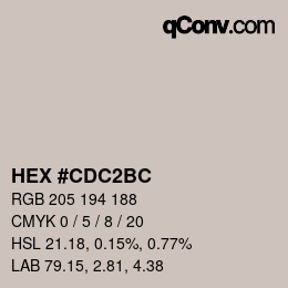 颜色代码: HEX #CDC2BC | qconv.com