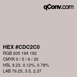 カラーコード: HEX #CDC2C0 | qconv.com