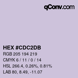 カラーコード: HEX #CDC2DB | qconv.com