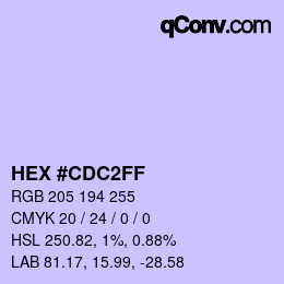 Color code: HEX #CDC2FF | qconv.com