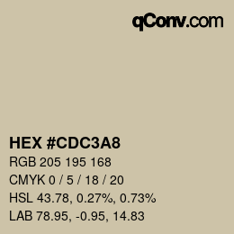 颜色代码: HEX #CDC3A8 | qconv.com
