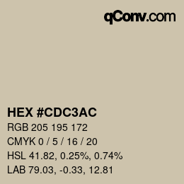 Color code: HEX #CDC3AC | qconv.com