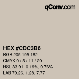 Color code: HEX #CDC3B6 | qconv.com