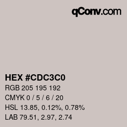 Código de color: HEX #CDC3C0 | qconv.com