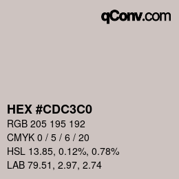 カラーコード: HEX #CDC3C0 | qconv.com
