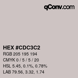 Color code: HEX #CDC3C2 | qconv.com