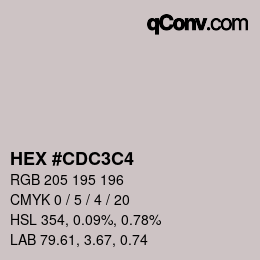 カラーコード: HEX #CDC3C4 | qconv.com