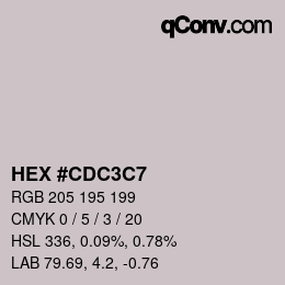 Color code: HEX #CDC3C7 | qconv.com