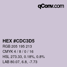 颜色代码: HEX #CDC3D5 | qconv.com