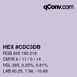 颜色代码: HEX #CDC3DB | qconv.com