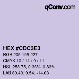 Color code: HEX #CDC3E3 | qconv.com