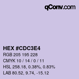 Color code: HEX #CDC3E4 | qconv.com