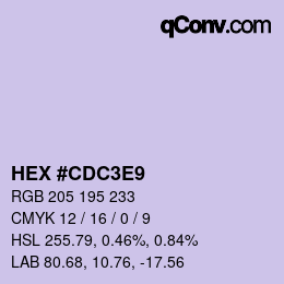 Color code: HEX #CDC3E9 | qconv.com