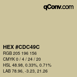 Color code: HEX #CDC49C | qconv.com