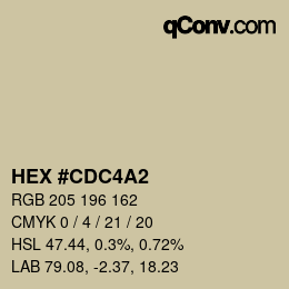 颜色代码: HEX #CDC4A2 | qconv.com