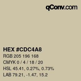 カラーコード: HEX #CDC4A8 | qconv.com