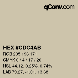 Color code: HEX #CDC4AB | qconv.com