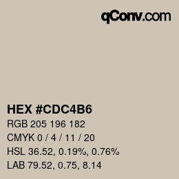 Color code: HEX #CDC4B6 | qconv.com