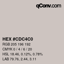 カラーコード: HEX #CDC4C0 | qconv.com