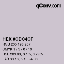 颜色代码: HEX #CDC4CF | qconv.com