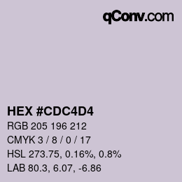 カラーコード: HEX #CDC4D4 | qconv.com