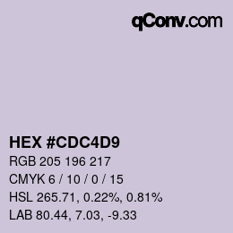颜色代码: HEX #CDC4D9 | qconv.com