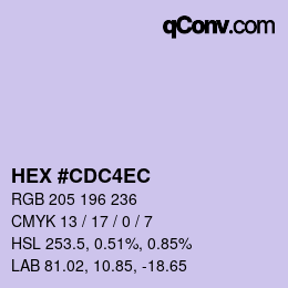 カラーコード: HEX #CDC4EC | qconv.com