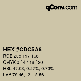 Color code: HEX #CDC5A8 | qconv.com