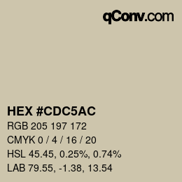 カラーコード: HEX #CDC5AC | qconv.com