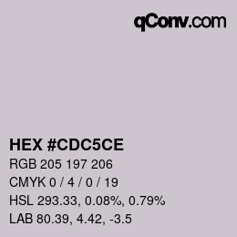 Farbcode: HEX #CDC5CE | qconv.com