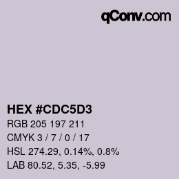 颜色代码: HEX #CDC5D3 | qconv.com