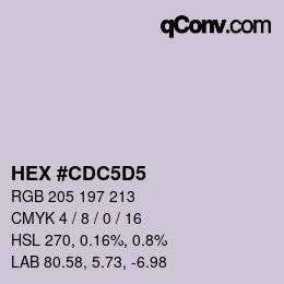 颜色代码: HEX #CDC5D5 | qconv.com