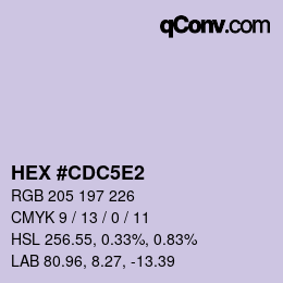 Farbcode: HEX #CDC5E2 | qconv.com