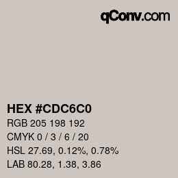 カラーコード: HEX #CDC6C0 | qconv.com