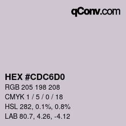 颜色代码: HEX #CDC6D0 | qconv.com