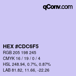 カラーコード: HEX #CDC6F5 | qconv.com