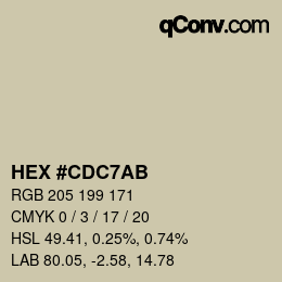 Color code: HEX #CDC7AB | qconv.com