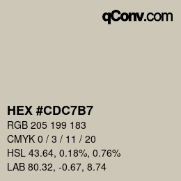 颜色代码: HEX #CDC7B7 | qconv.com