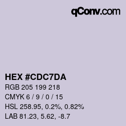 カラーコード: HEX #CDC7DA | qconv.com
