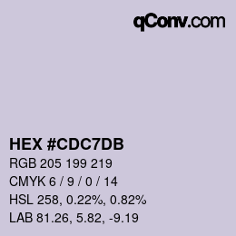 颜色代码: HEX #CDC7DB | qconv.com
